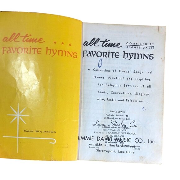 All-Time Favorite Hymns Vintage Sheet Music Songbook Jimmie Davis Religious - Picture 8 of 11